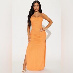 Out of Stock Fashion Nova Vibrant Orange Maxi Dress
